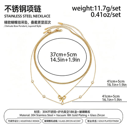 鋯石蝴蝶結墜飾項鍊