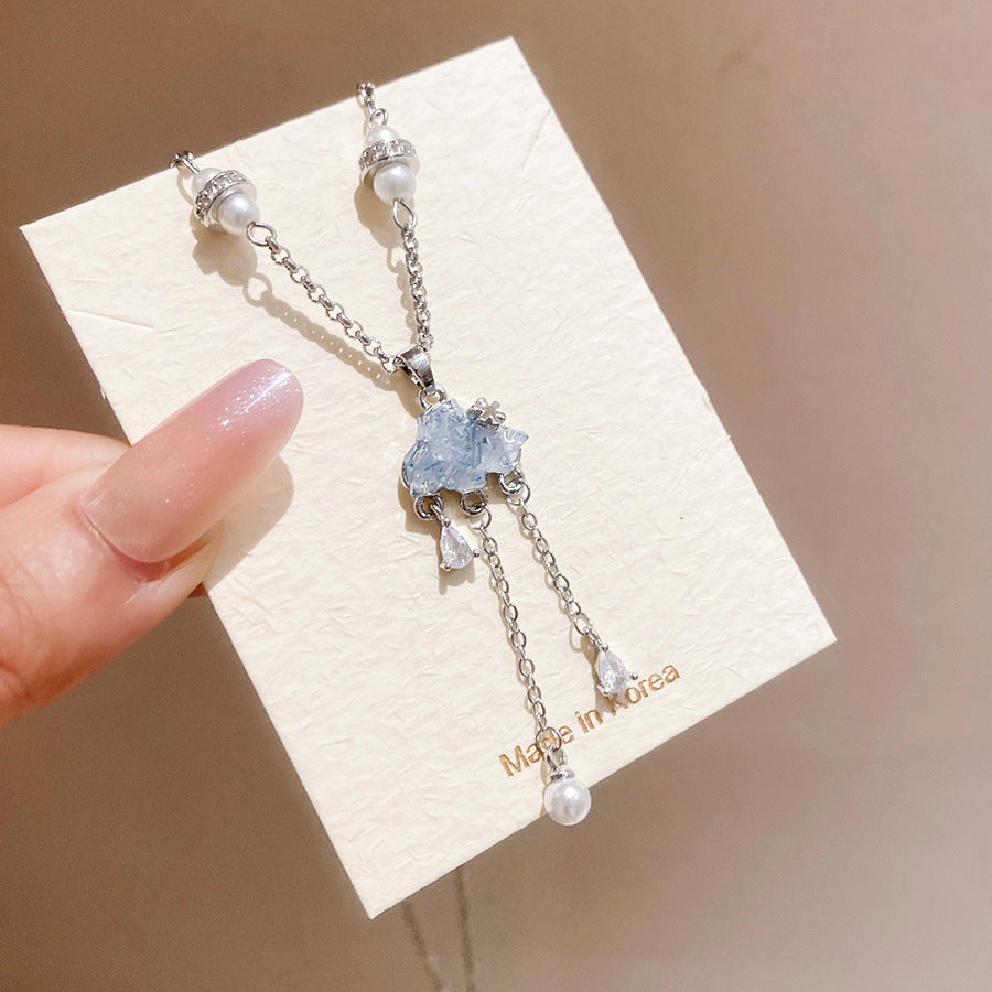 雲朵水滴流蘇項鍊