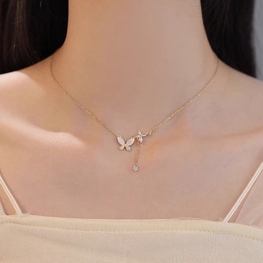 貓眼石蝴蝶電鍍項鍊－商品主圖｜https://igowo.tw/