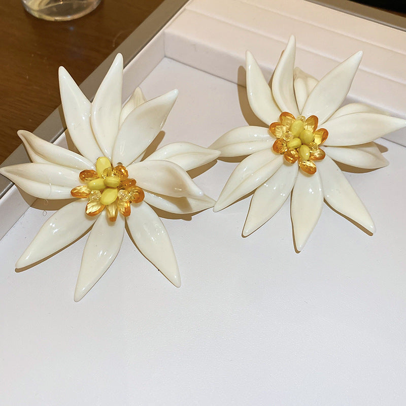 樹脂水滴誇張耳環－9#銀針-藍色款細節5｜https://igowo.tw/