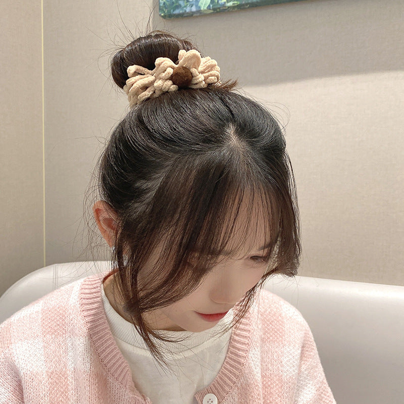 絨面彈力繩髮圈－素圈淺咖款細節1｜https://igowo.tw/