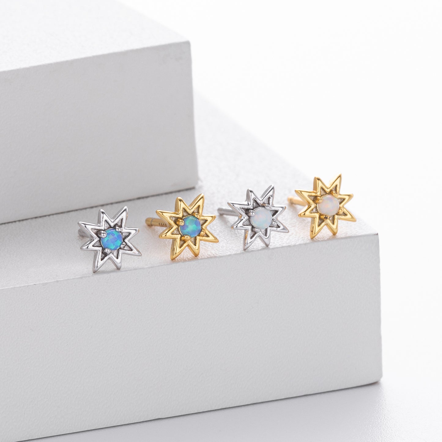 S925 新款耳釘時尚澳寶八芒星耳飾輕奢百搭小清新精致飾品