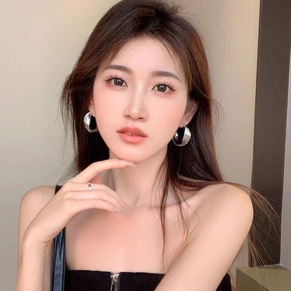 S925素圈誇張耳環－銀款細節｜https://igowo.tw/