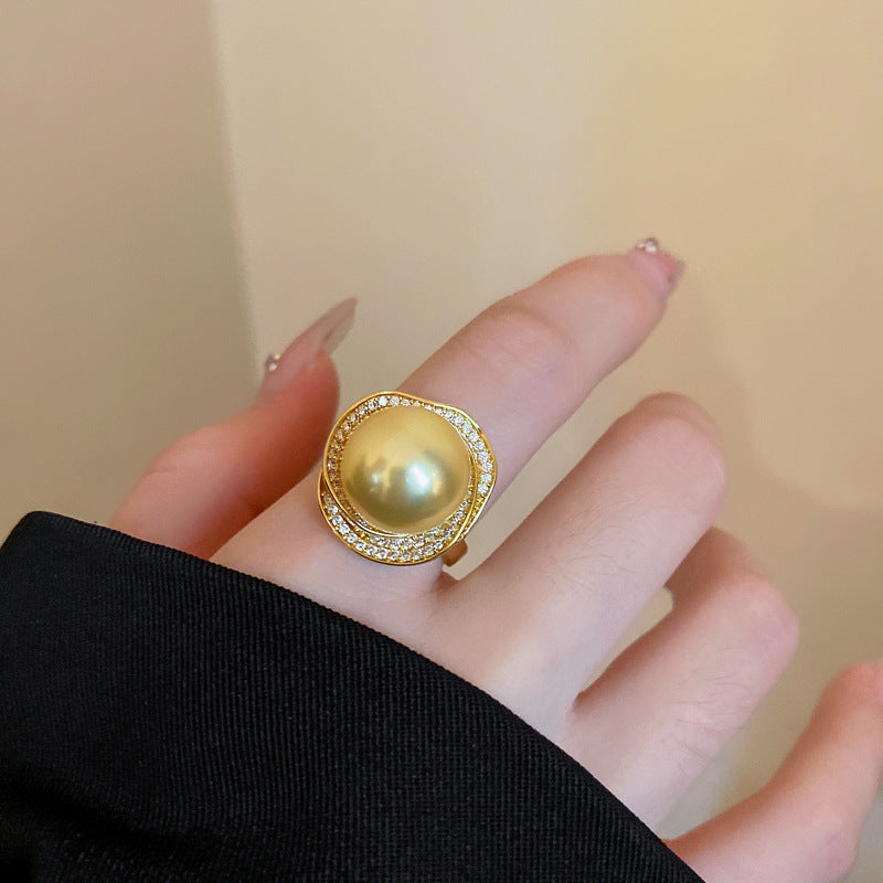 中古鋯石花朵珍珠項鏈耳環戒指套裝時尚百搭鎖骨鏈輕奢高級感飾品