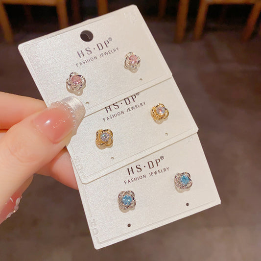 鋯石金屬小巧簡約耳釘－商品主圖｜https://igowo.tw/