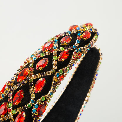 鋯石寬版復古髮箍－綠色款細節2｜https://igowo.tw/