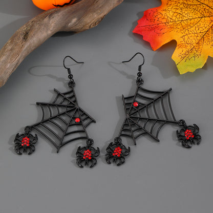 黑色蝙蝠蜘蛛垂墜耳環