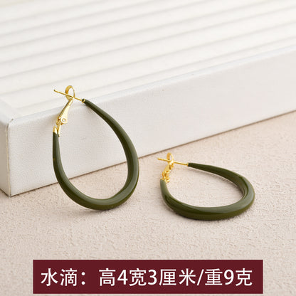 琺瑯方形圓圈復古耳環