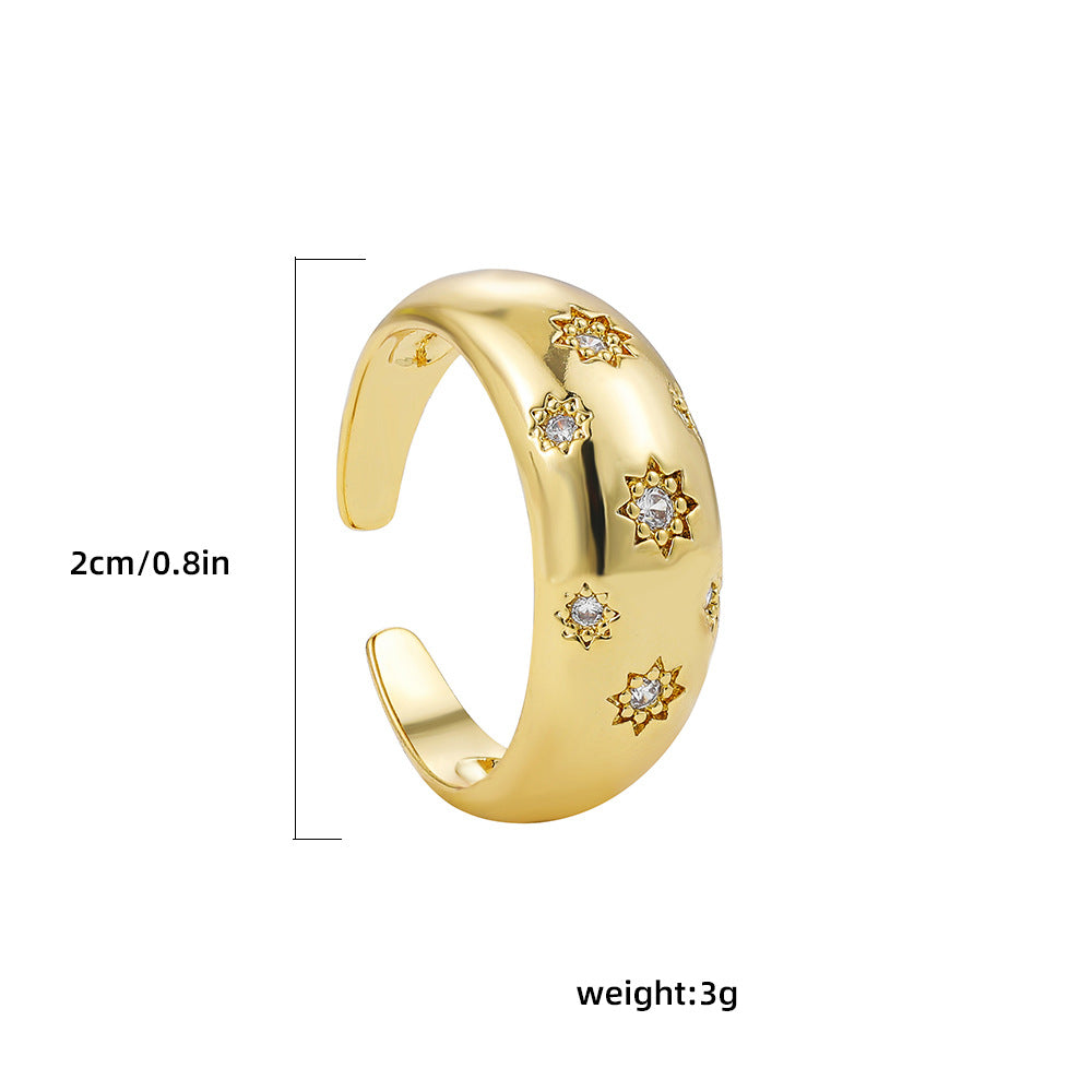 金色鋯石鑲鑽戒指－細節特寫9｜https://igowo.tw/