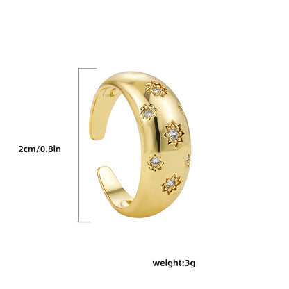金色鋯石鑲鑽戒指－細節特寫9｜https://igowo.tw/
