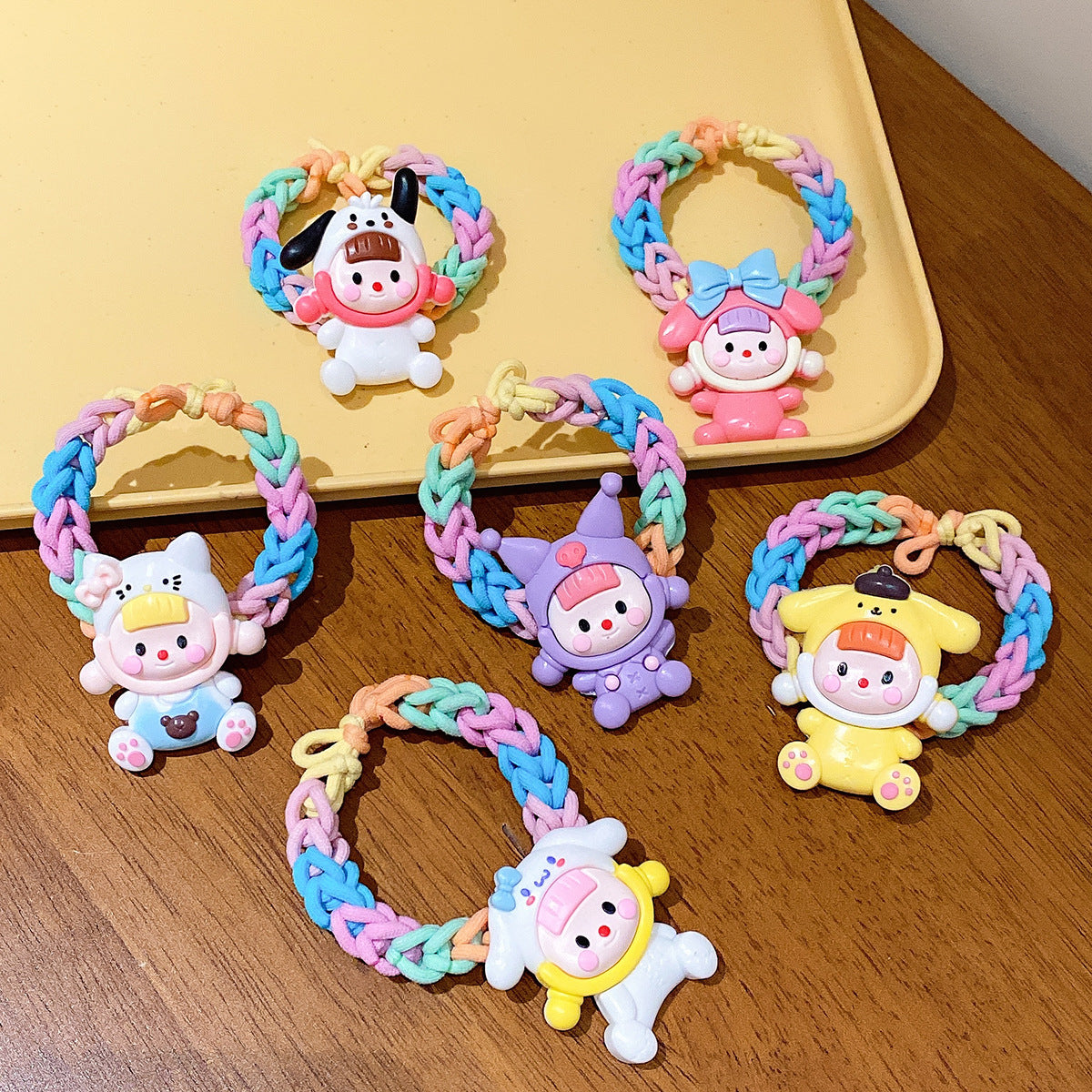 彩色卡通編織髮圈－商品主圖｜https://igowo.tw/