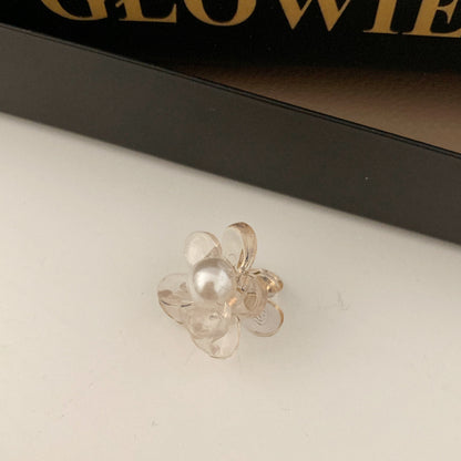 珍珠花朵復古鯊魚夾
