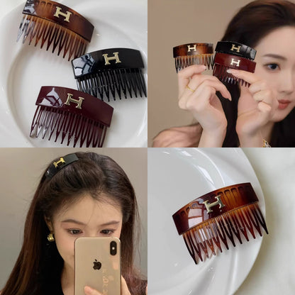 復古亞克力字母H劉海梳碎發夾女簡約百搭發夾小眾設計感盤發器女