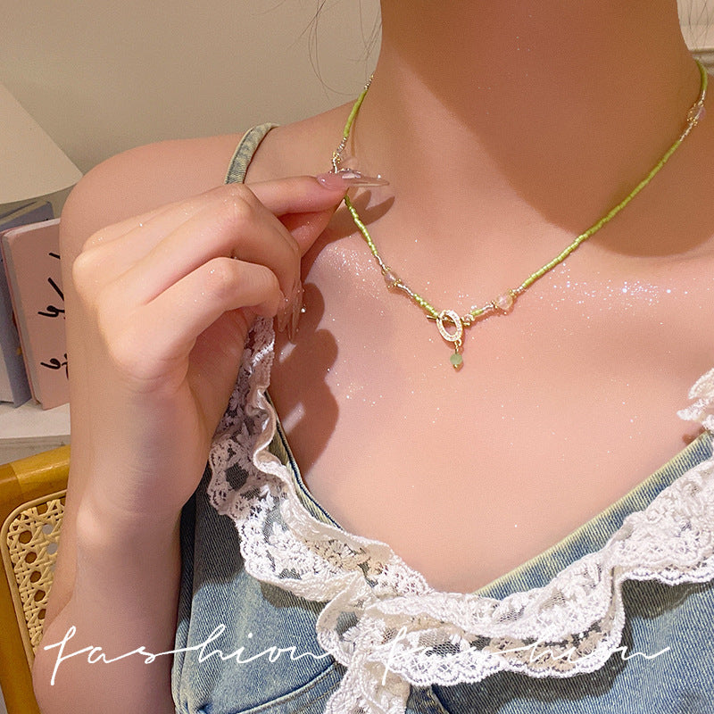 綠色串珠簡約項鍊－商品主圖｜https://igowo.tw/