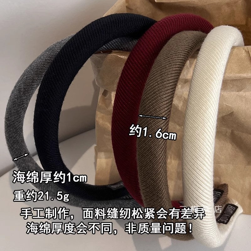 布面復古簡約髮箍－米白色1.6cm款實拍｜https://igowo.tw/
