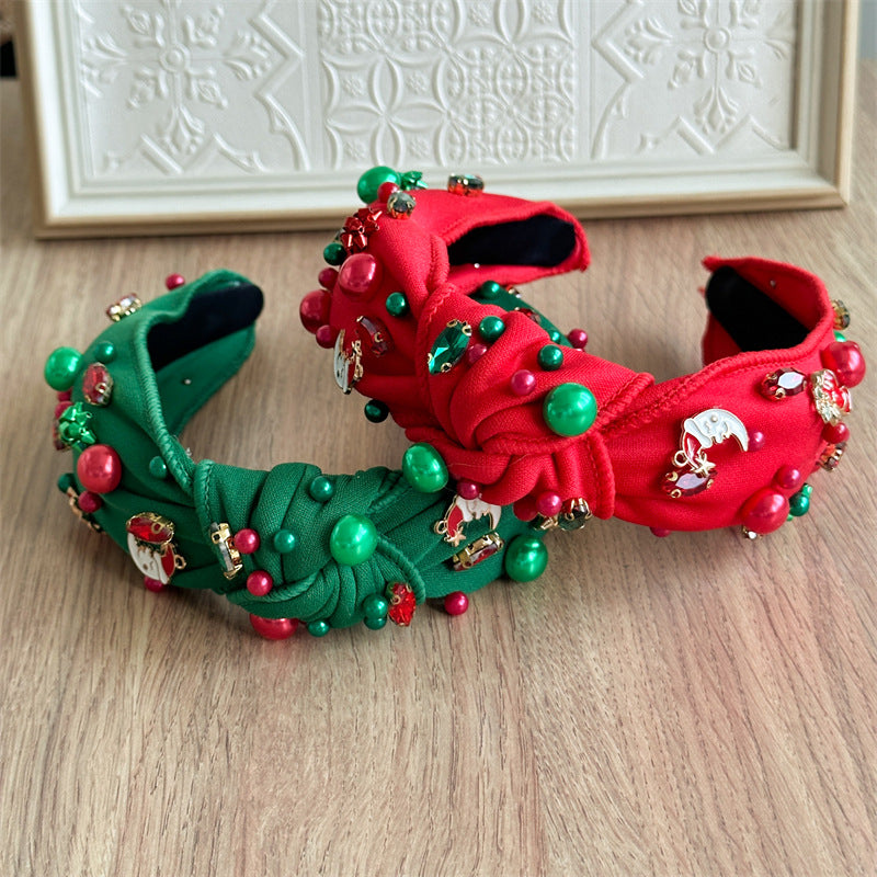 鋯石布面扭結寬版髮箍－商品主圖｜https://igowo.tw/