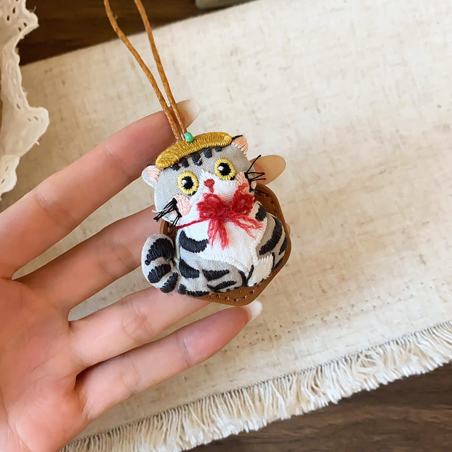 布面貓咪墜飾項鍊