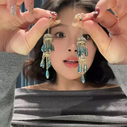水晶流蘇鑲鑽耳環－細節特寫61｜https://igowo.tw/