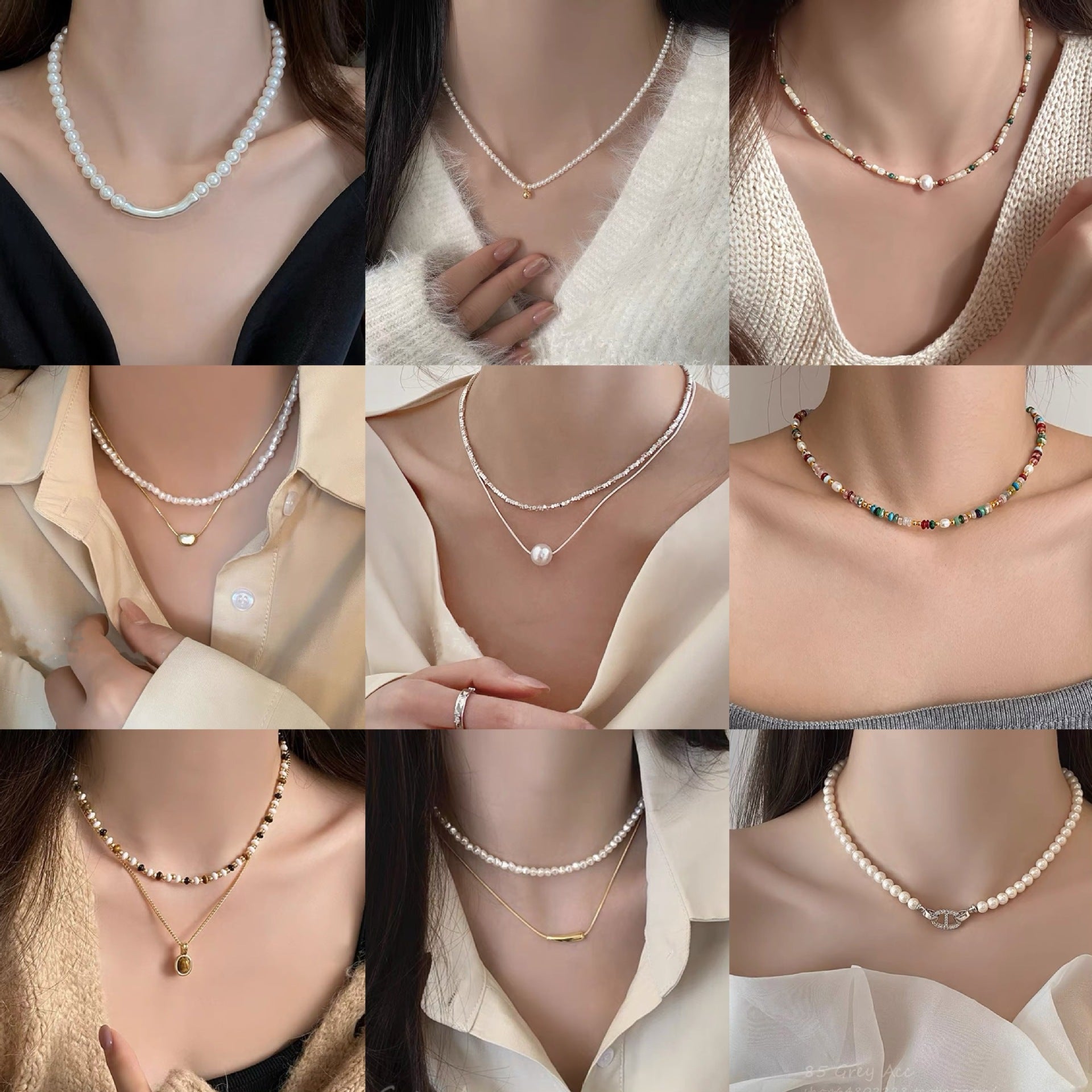 珍珠蝴蝶結項鍊－商品主圖｜https://igowo.tw/