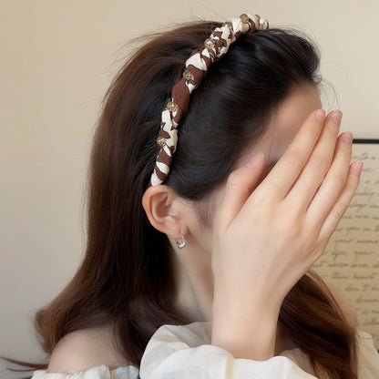 撞色布面纏繞髮箍－咖色款實拍｜https://igowo.tw/