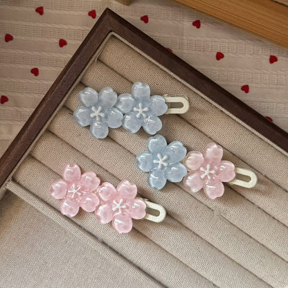 藍色櫻花波浪髮夾－藍粉櫻花波浪髮夾款細節1｜https://igowo.tw/