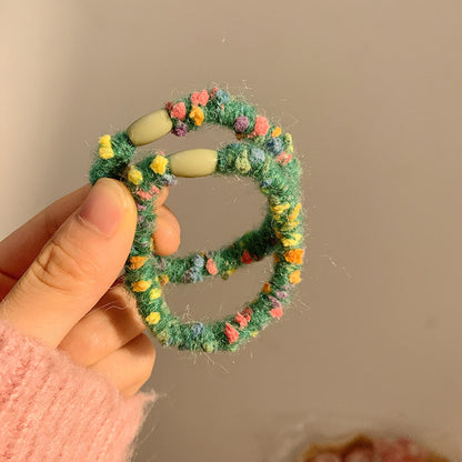 彩色絨面彈力繩髮圈