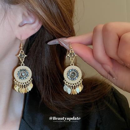 珍珠水滴流蘇復古耳環－商品主圖｜https://igowo.tw/