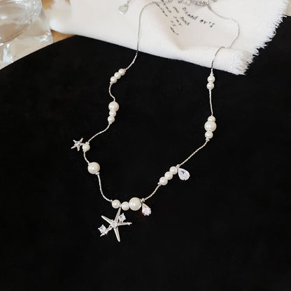 珍珠鋯石海星項鍊
