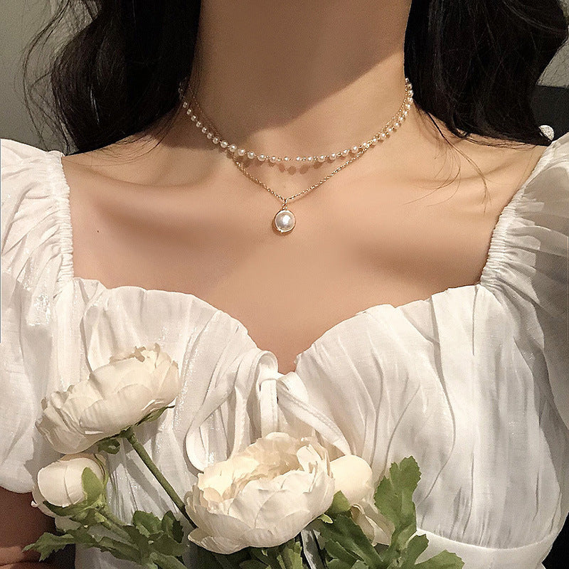 珍珠鈦鋼墜飾項鍊－PD X857銀款細節｜https://igowo.tw/