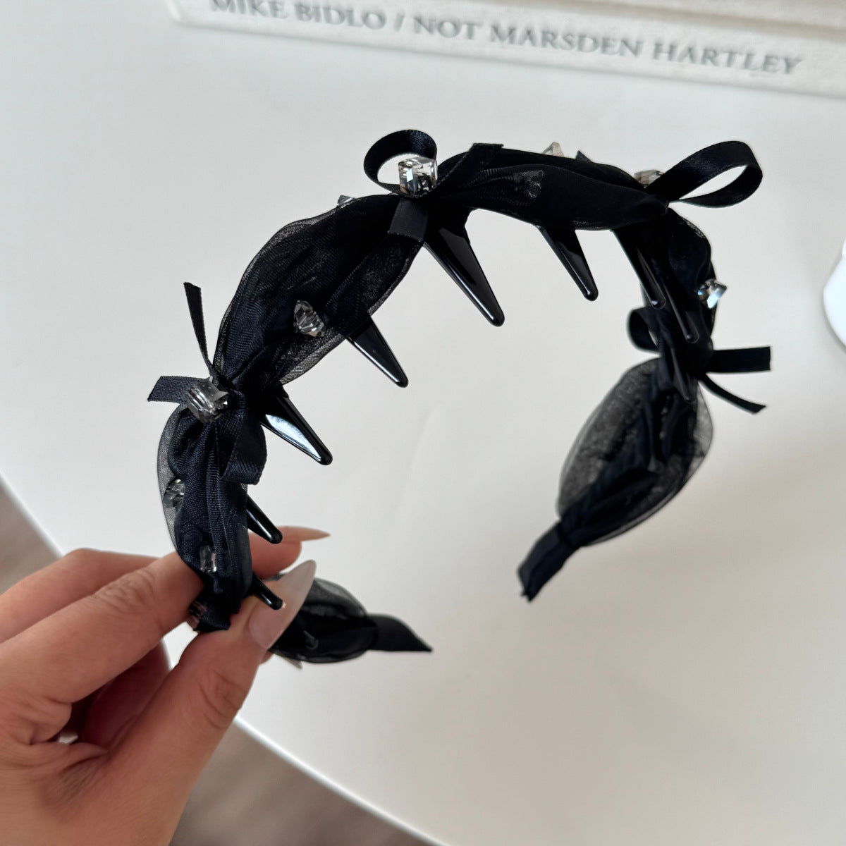 網紗鋯石蝴蝶結髮箍
