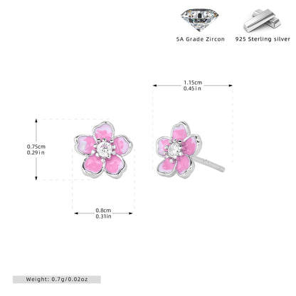 S925 外貿2024新品俏皮淑女可愛櫻花耳釘個性精致時尚耳飾