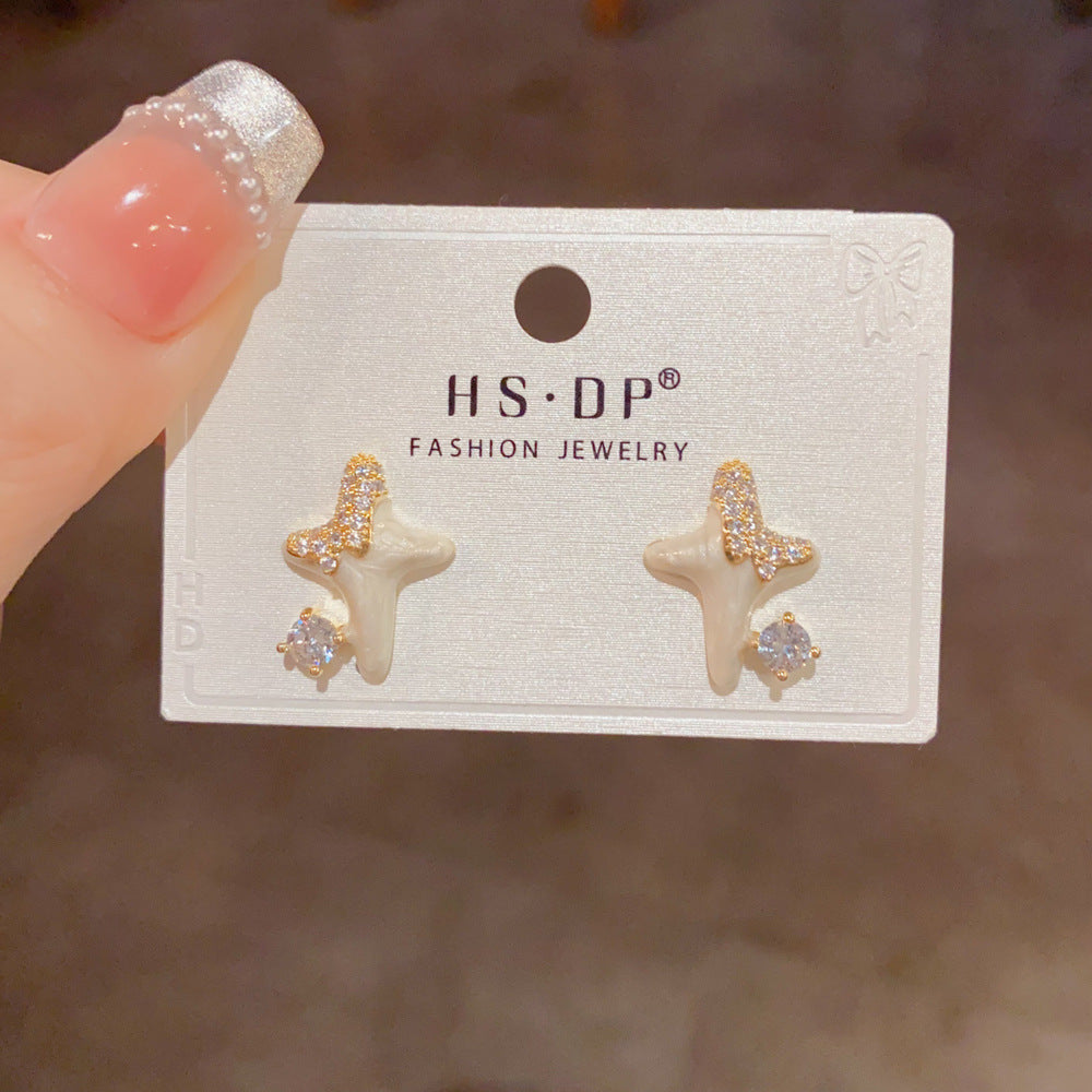 琺瑯鋯石星星小巧耳釘－商品主圖｜https://igowo.tw/