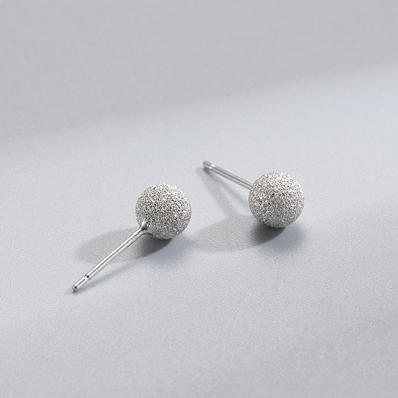 S925 閃沙雪花光珠磨砂耳釘滿天星日韓風時尚個性鍍K金輕奢款