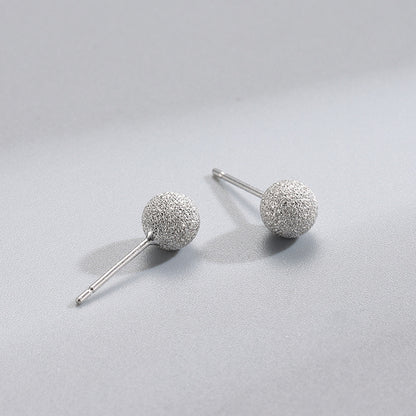 S925 閃沙雪花光珠磨砂耳釘滿天星日韓風時尚個性鍍K金輕奢款