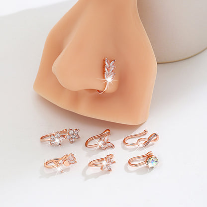 樹葉玫瑰鑲鑽簡約飾品－商品主圖｜https://igowo.tw/