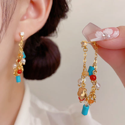 彩色串珠流蘇耳墜－商品主圖｜https://igowo.tw/
