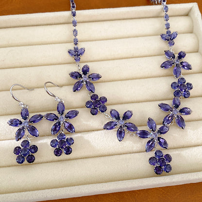 鋯石花朵項鍊耳環組