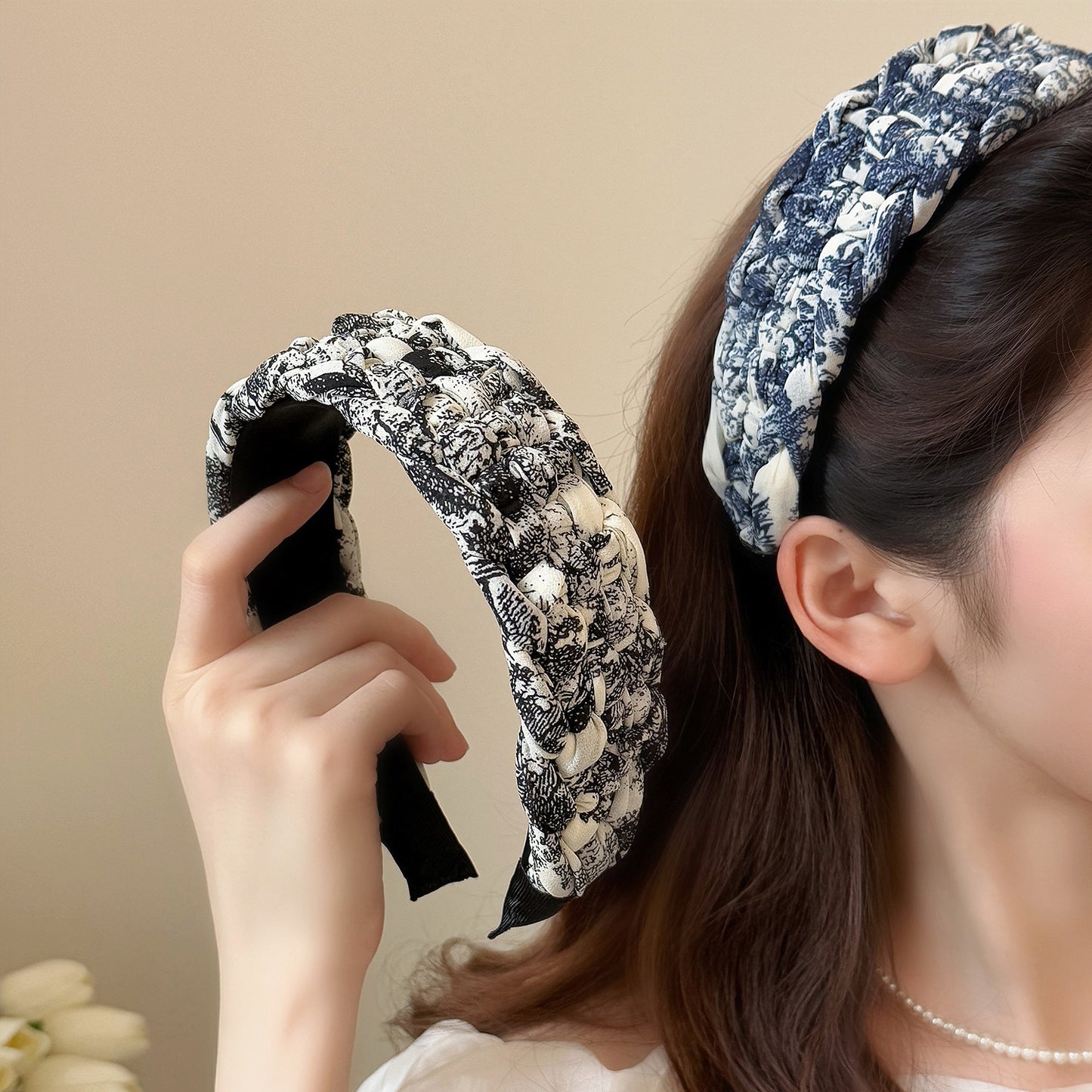 扭紋寬版編織髮箍－商品主圖｜https://igowo.tw/