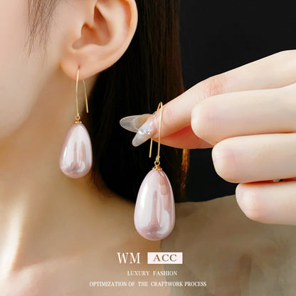 珍珠水滴復古耳環－耳鉤-金色-綠色款實拍｜https://igowo.tw/
