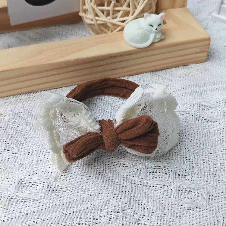 蕾絲蝴蝶結髮圈－深咖款細節8｜https://igowo.tw/