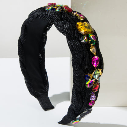 彩色玻璃扭紋鑲鑽髮箍