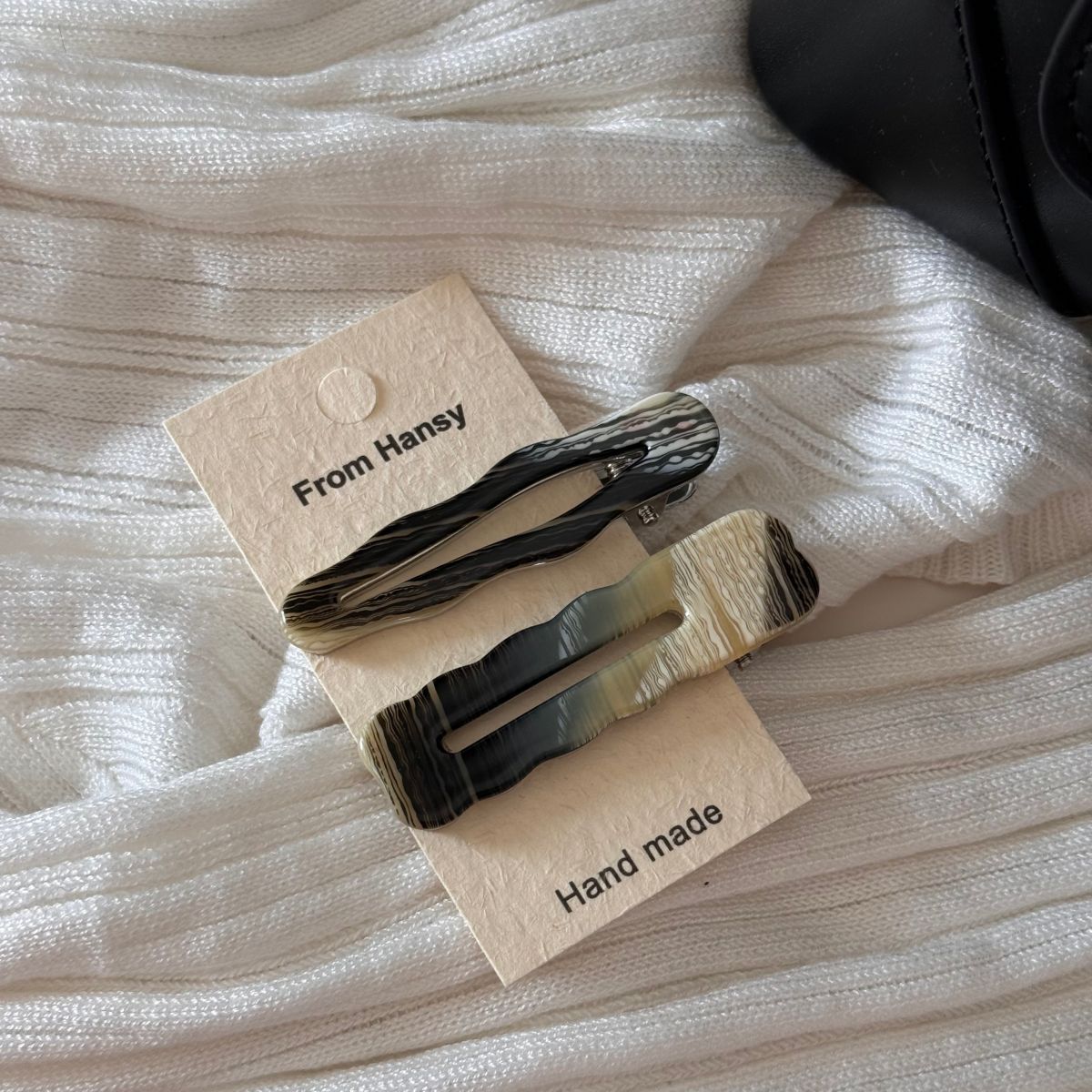 醋酸板材波浪髮夾二件組