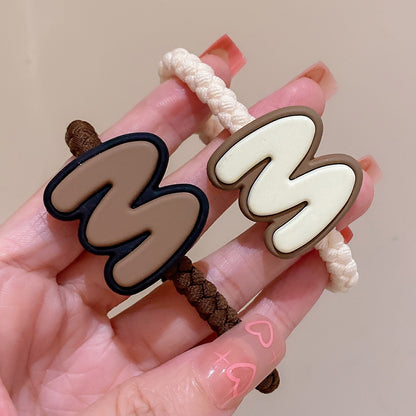 棕色小熊卡通髮圈－黑色M款細節2｜https://igowo.tw/