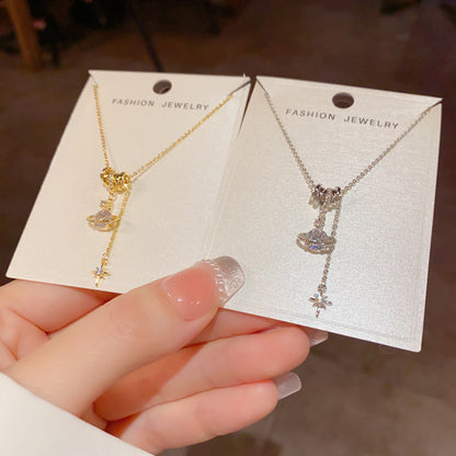 鋯石星球星星流蘇項鍊－商品主圖｜https://igowo.tw/