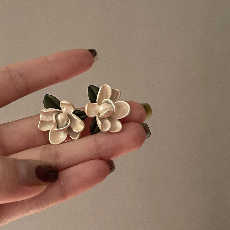 銀針水晶人魚姬珍珠花朵耳環韓國氣質簡約小巧耳釘耳墜清新耳飾女