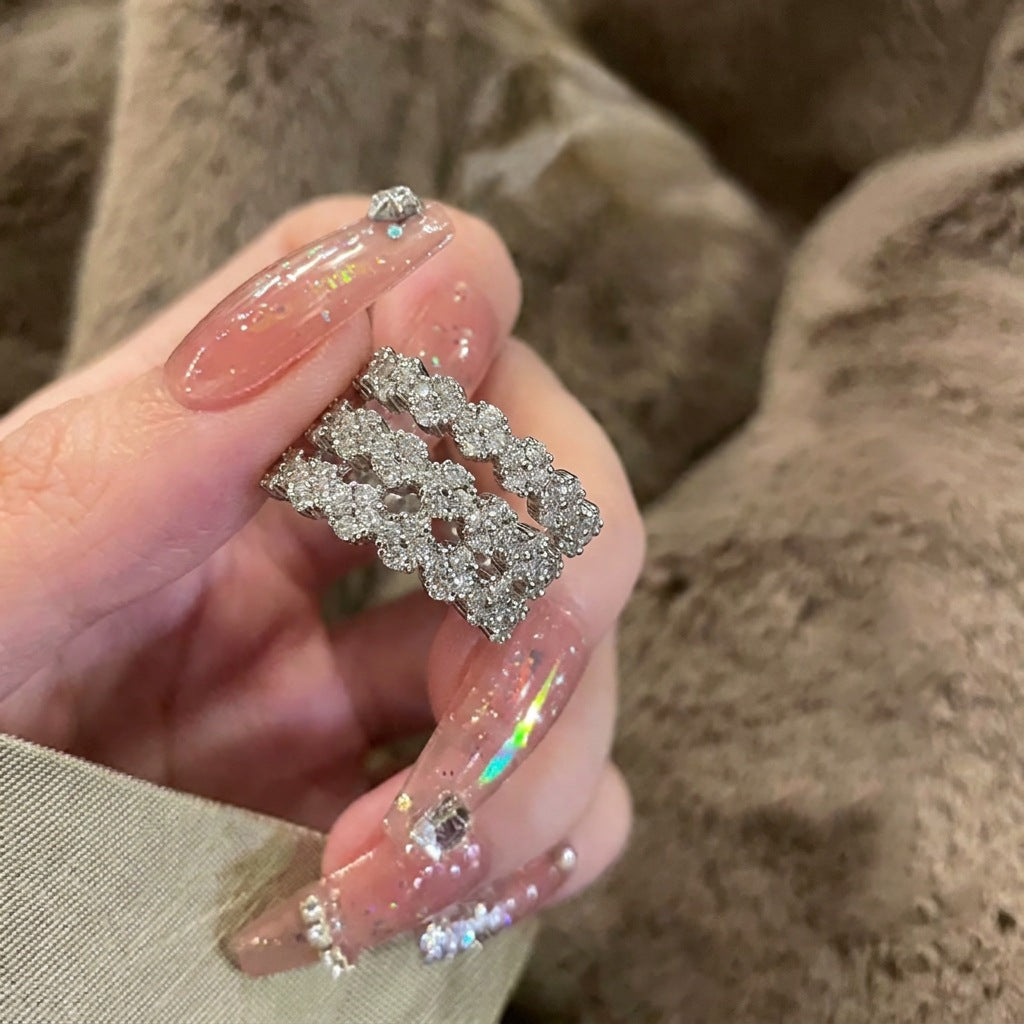 鋯石寬版可調式戒指