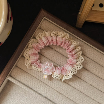 粉色草莓髮圈
