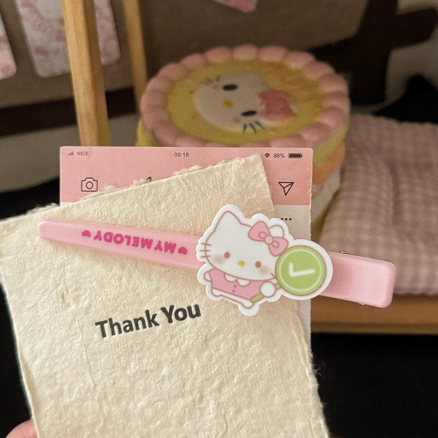 粉色貓咪卡通髮夾
