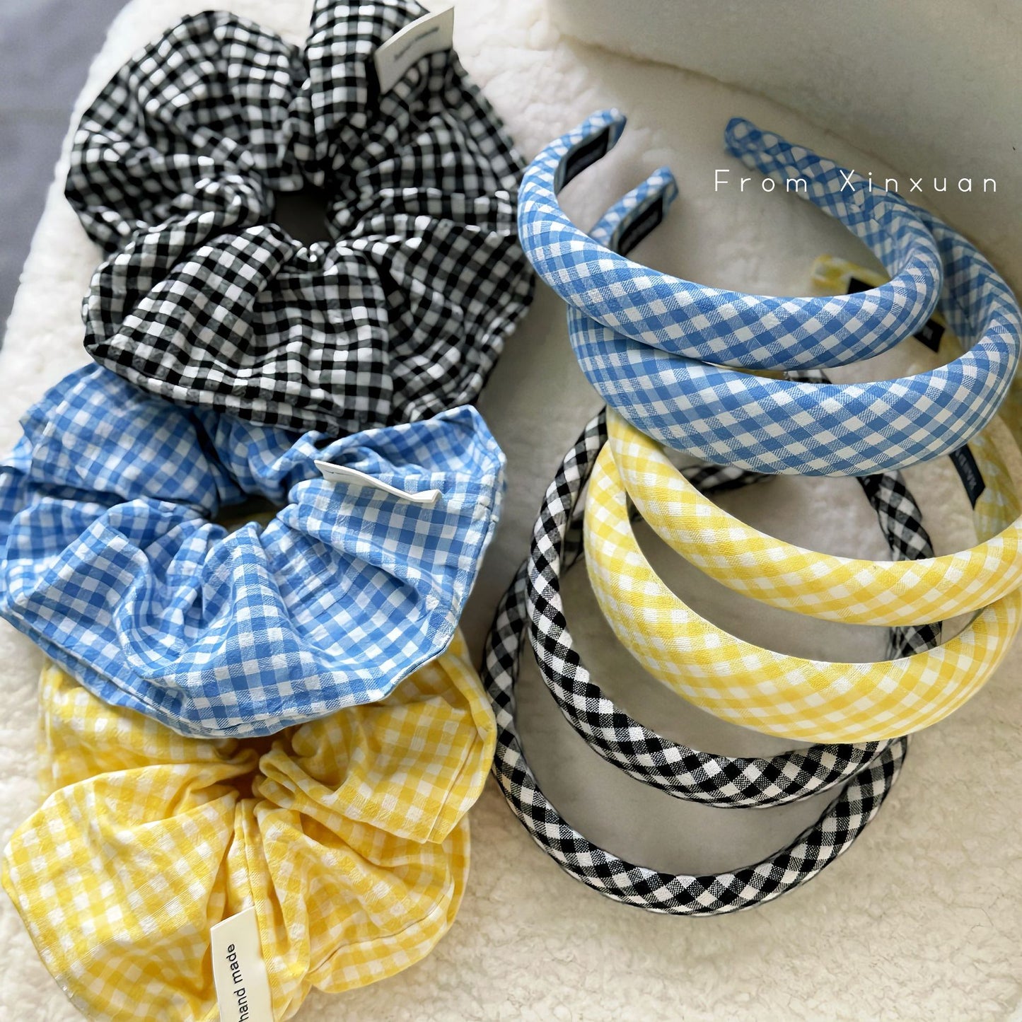 格紋簡約髮箍－商品主圖｜https://igowo.tw/