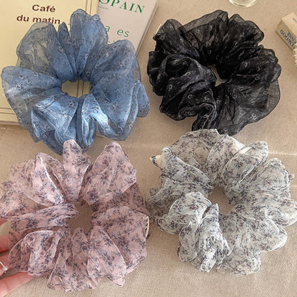網紗碎花大腸圈髮圈－商品主圖｜https://igowo.tw/